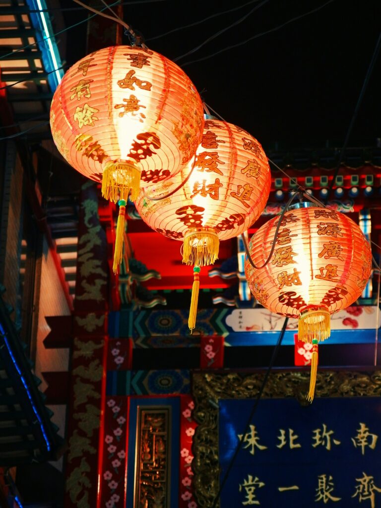 chinese lamps glowing 